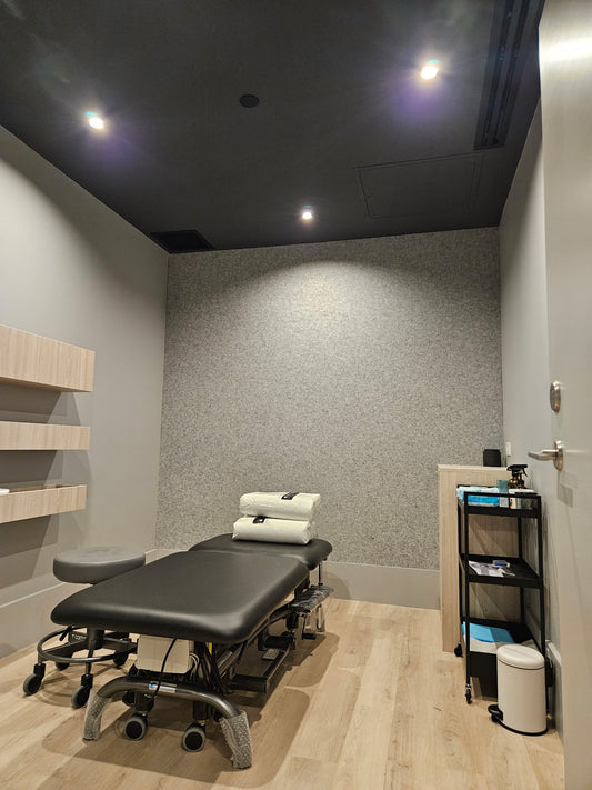 Acoustic Felt Tackable Wall Covering in Physio Office - Angle Two