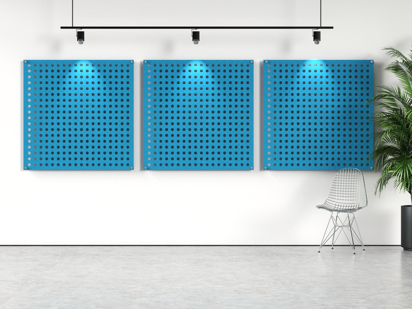 Acoustic felt wall panels - 4x4 - Symmetrical Circles - room view render