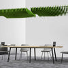 Acoustic felt ceiling clouds - baffle assembly swell shape - room view render