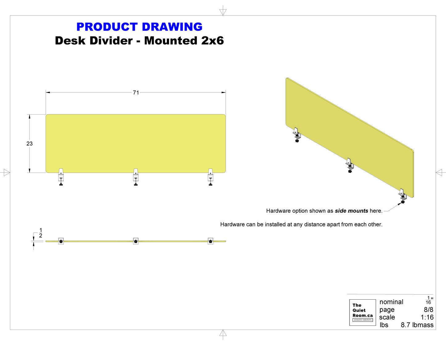 2'x6' Desk Divider