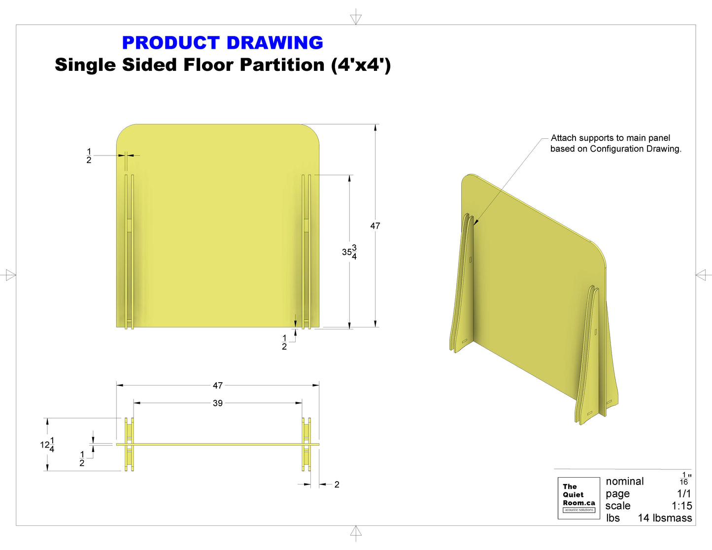Acoustic Floor Partition - Single Sided