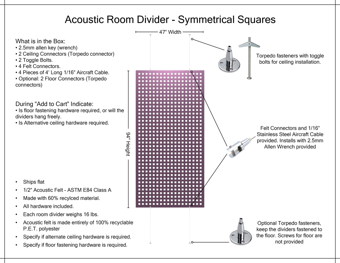 4x8 Acoustic Room Divider - Symmetrical Squares