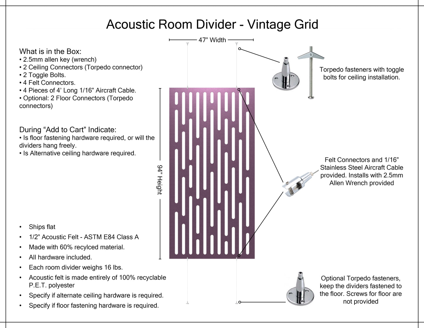 4x8 Acoustic Room Divider - Vintage Grid