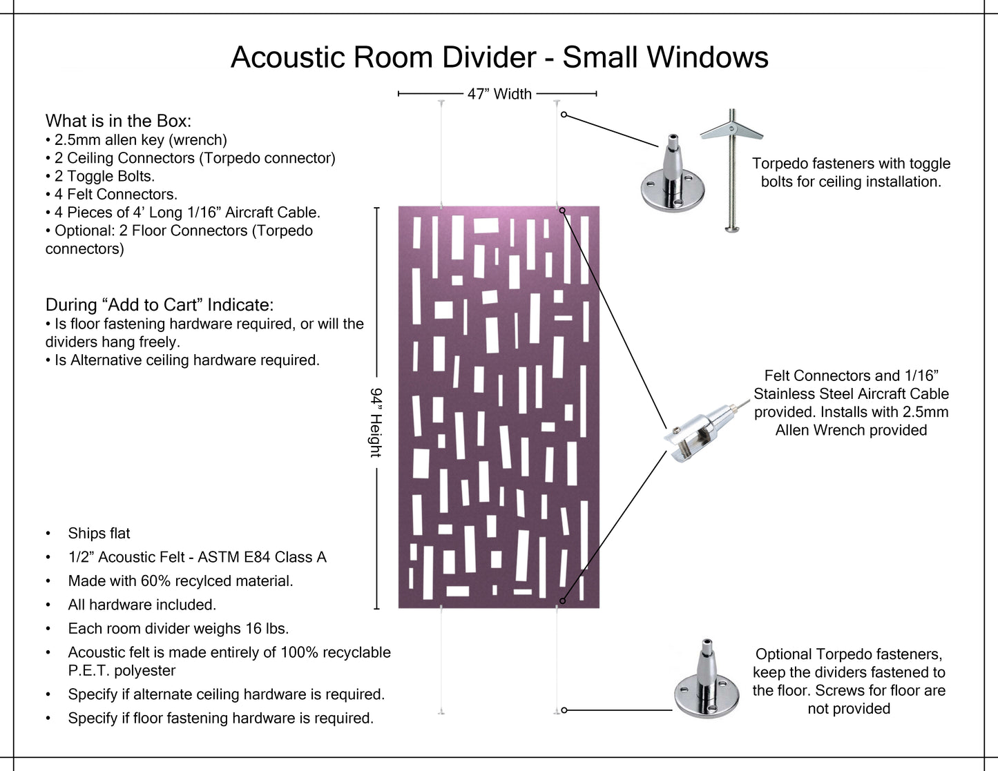 4x8 Acoustic Room Divider - Small Windows