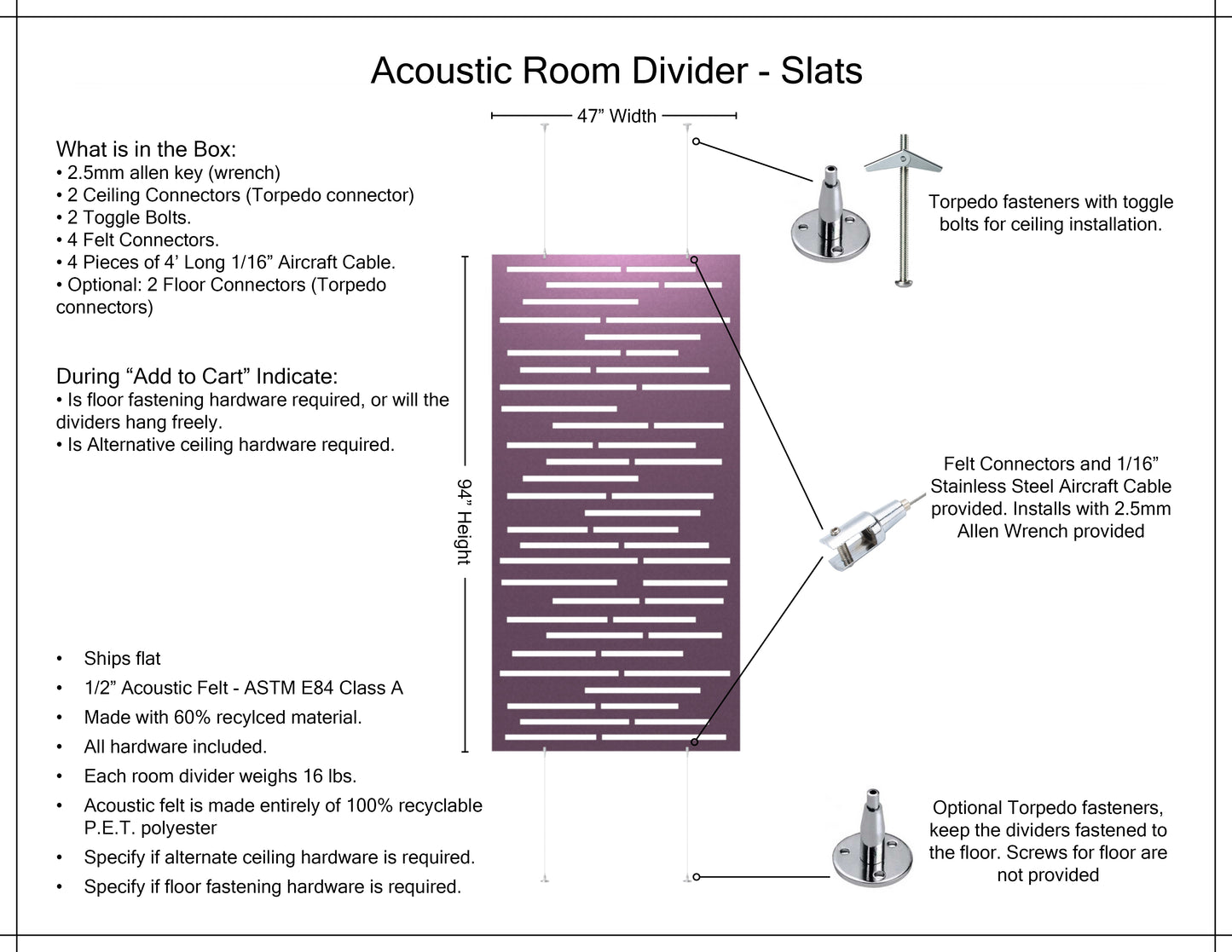 4x8 Acoustic Room Divider - Slats