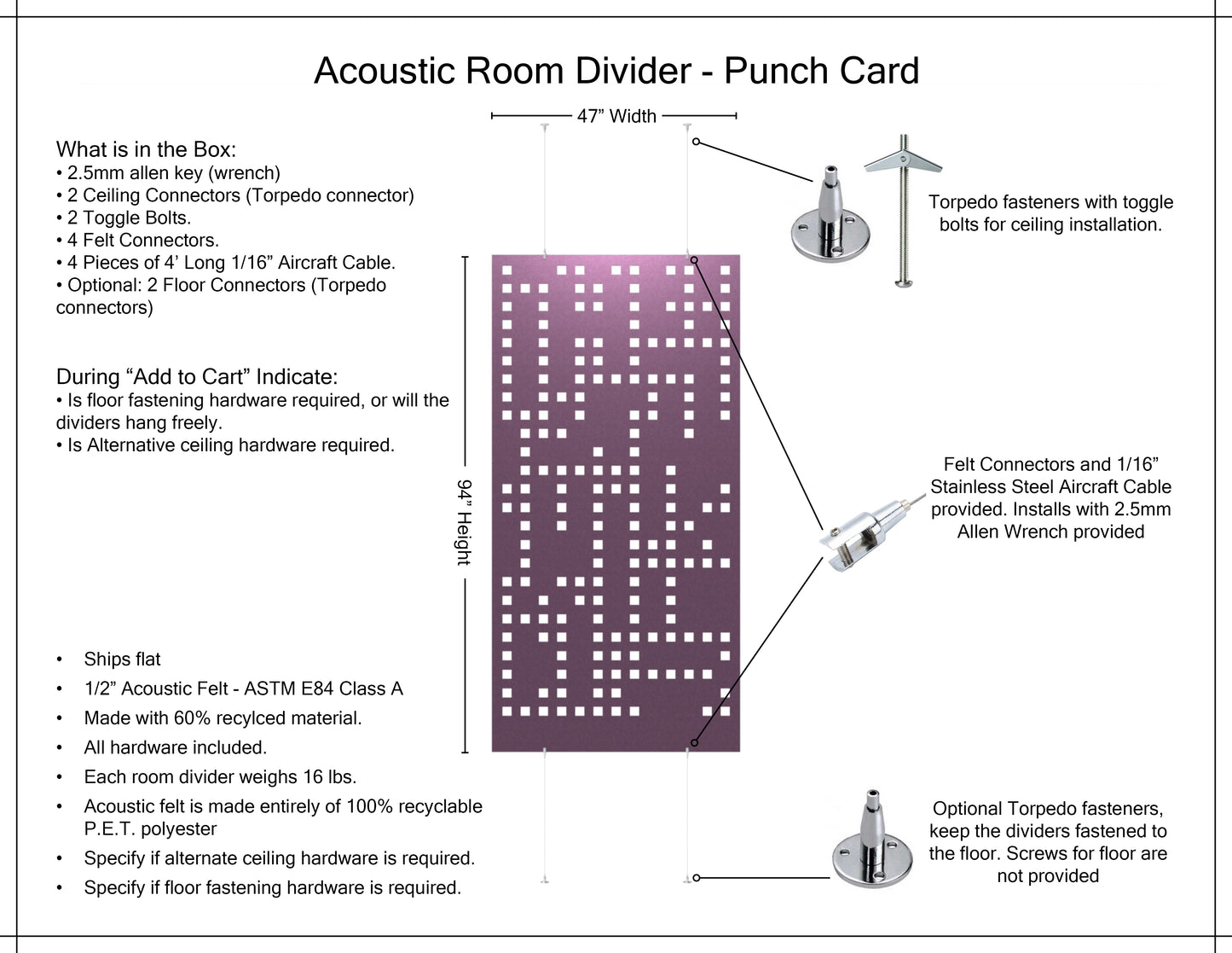 4x8 Acoustic Room Divider - Punch Card