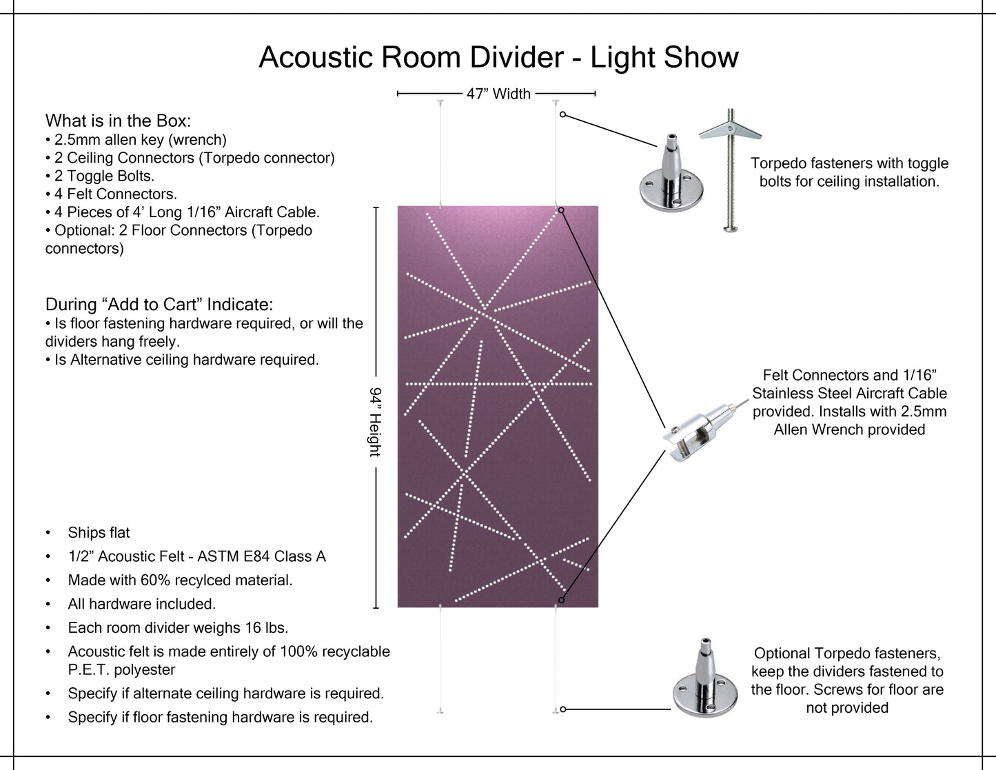 4x8 Acoustic Room Divider - Light Show