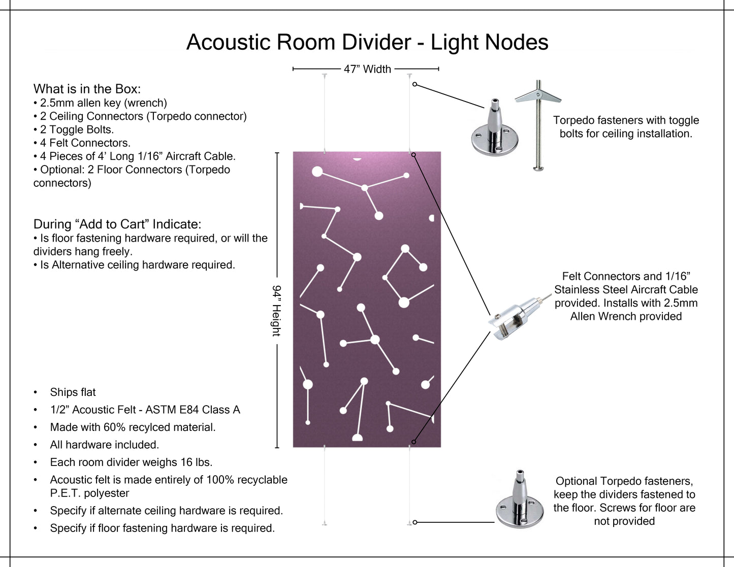4x8 Acoustic Room Divider - Light Nodes