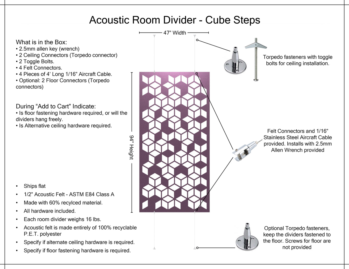 4x8 Acoustic Room Divider - Cube Steps