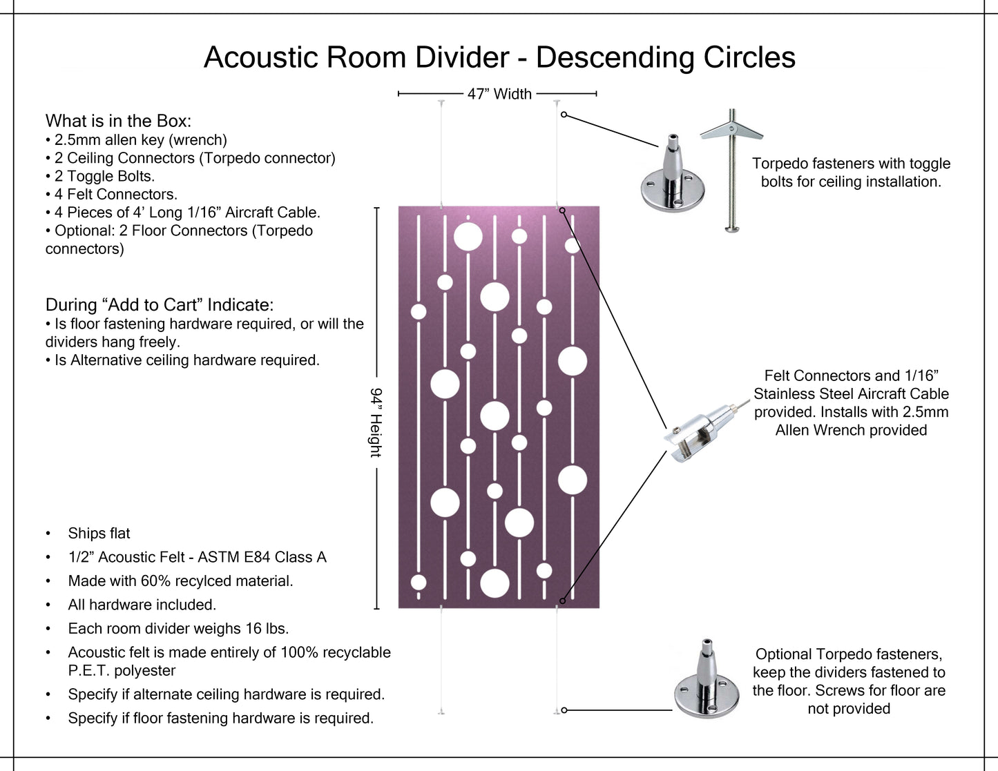 4x8 Acoustic Room Divider - Descending Circles
