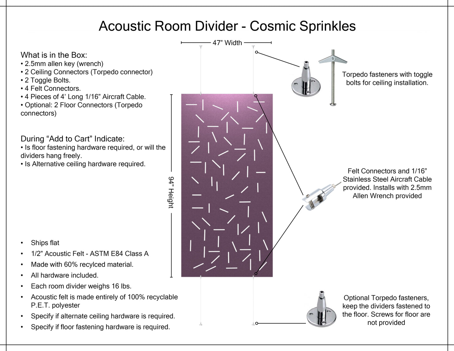 4x8 Acoustic Room Divider - Cosmic Sprinkles
