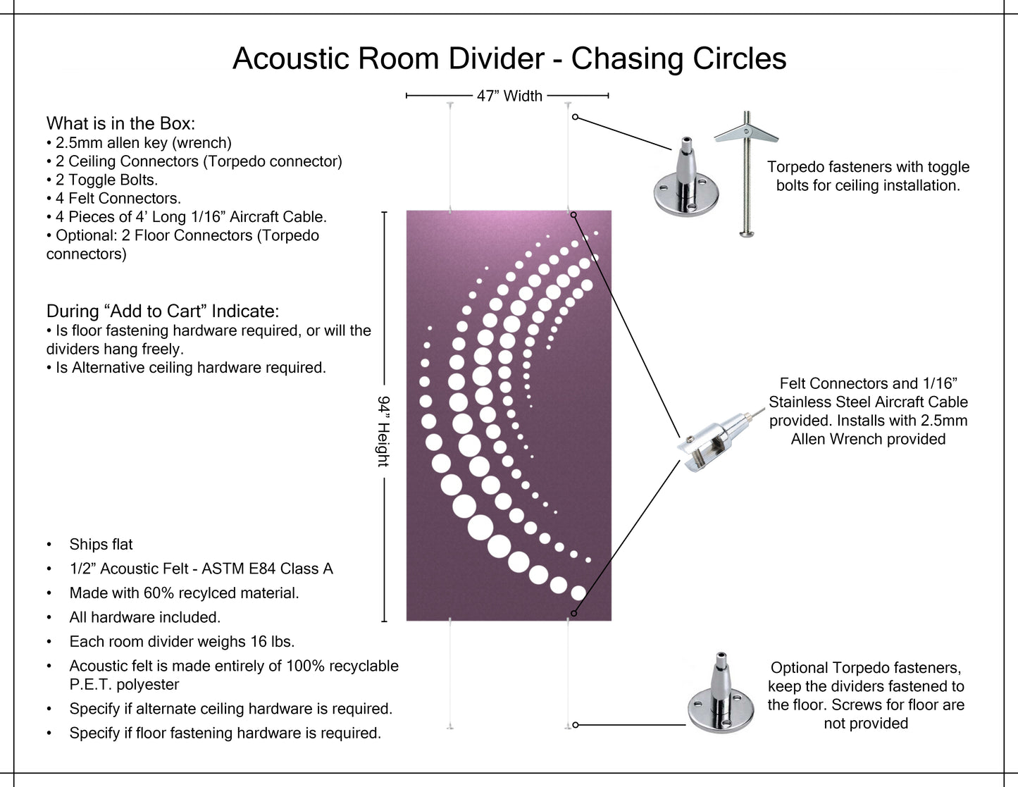 4x8 Acoustic Room Divider - Chasing Circles