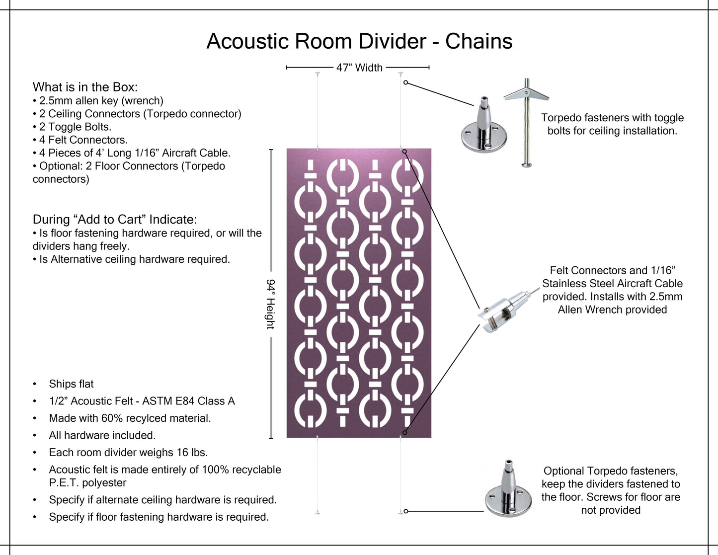 4x8 Acoustic Room Divider - Chains