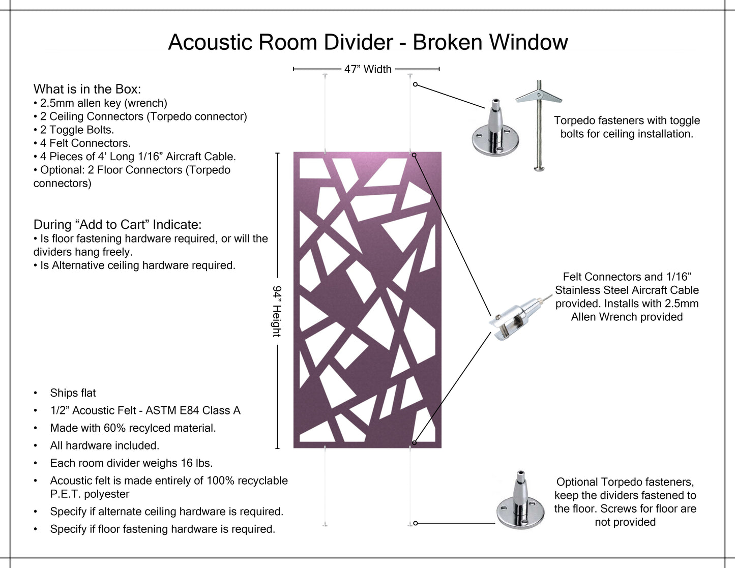 4x8 Acoustic Room Divider - Broken Window