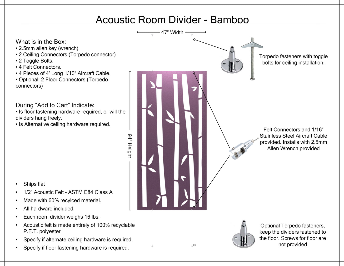 4x8 Acoustic Room Divider - Bamboo