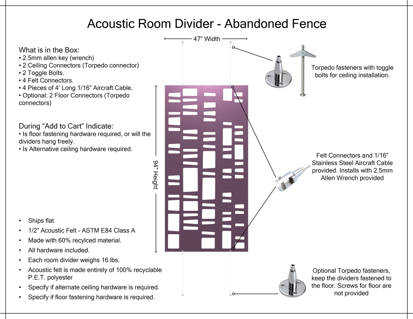 4x8 Acoustic Room Divider - Abandoned Fence