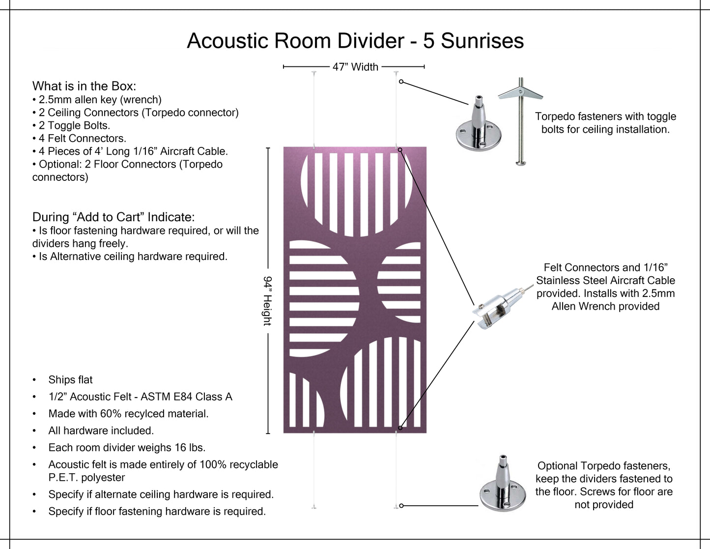 4x8 Acoustic Room Divider - 5 Sunrises