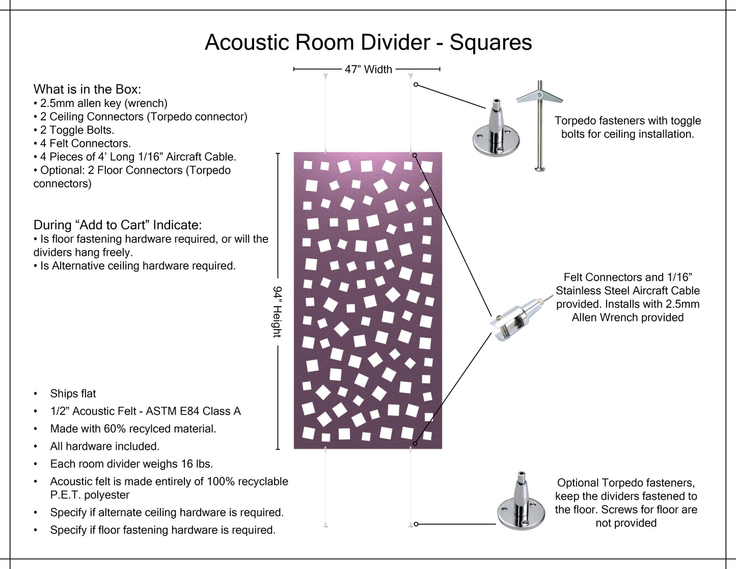 4x8 Acoustic Room Divider - Squares