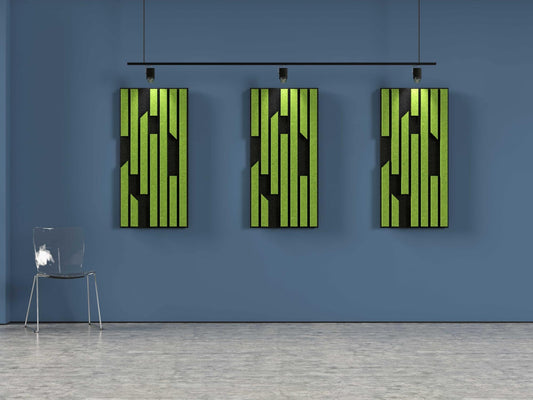2x4 Acoustic Wall Panel - Bars (Moss on Slate)