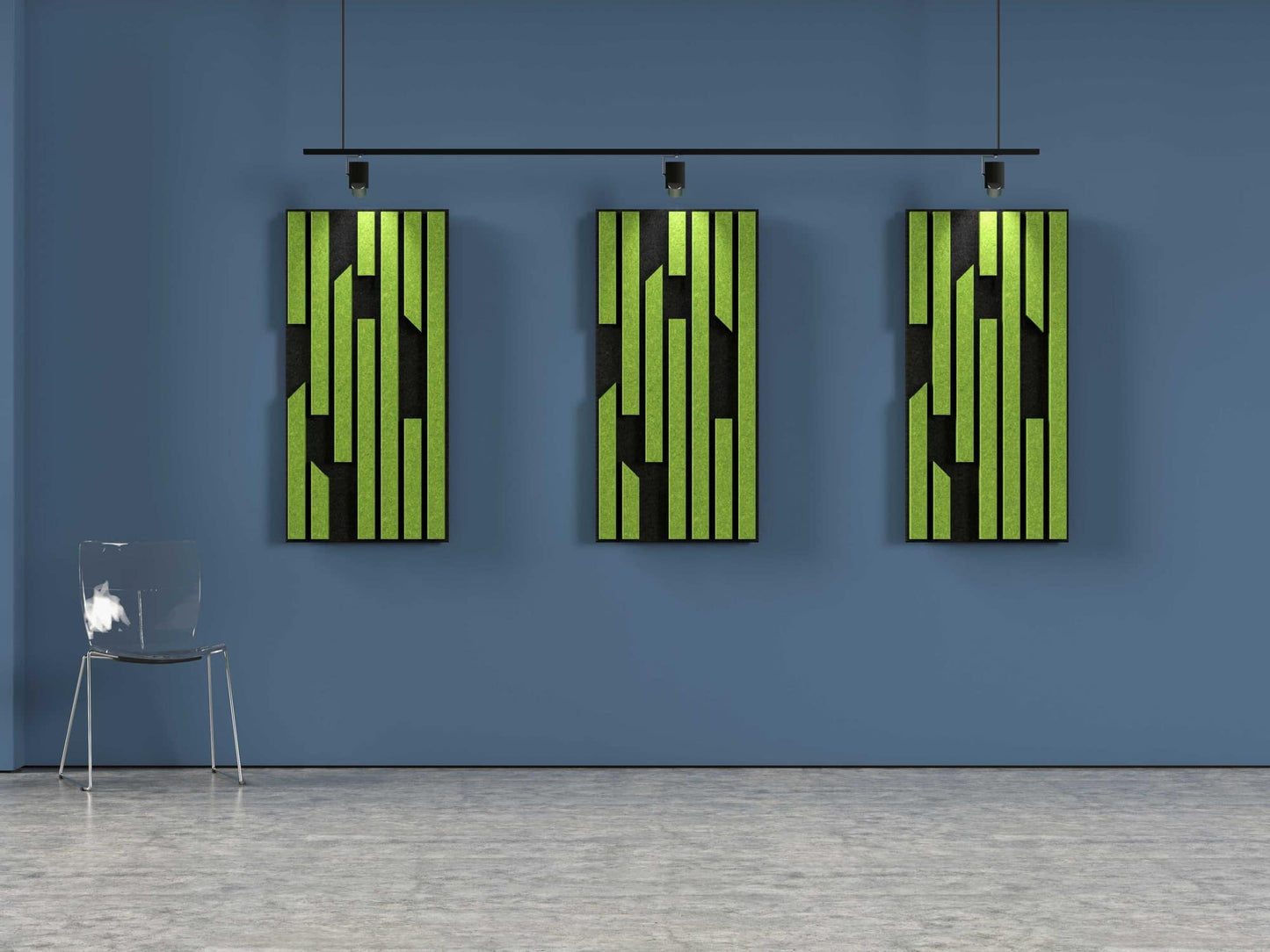 2x4 Acoustic Wall Panel - Bars (Moss on Slate)