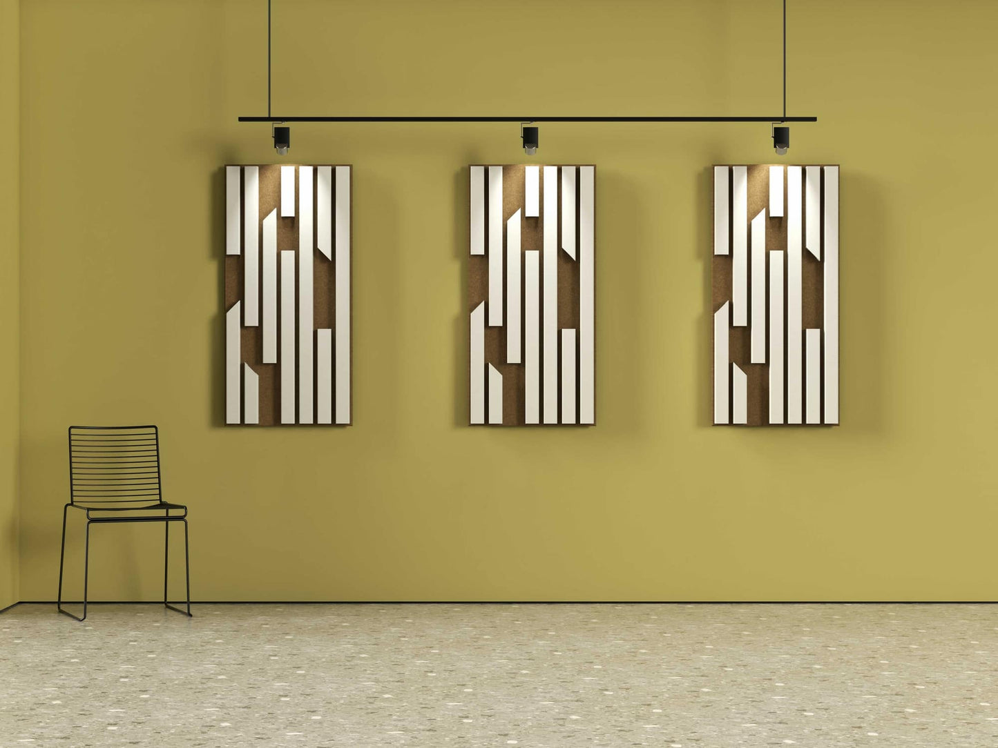 2x4 Acoustic Wall Panel - Bars (Pearl on Taupe)