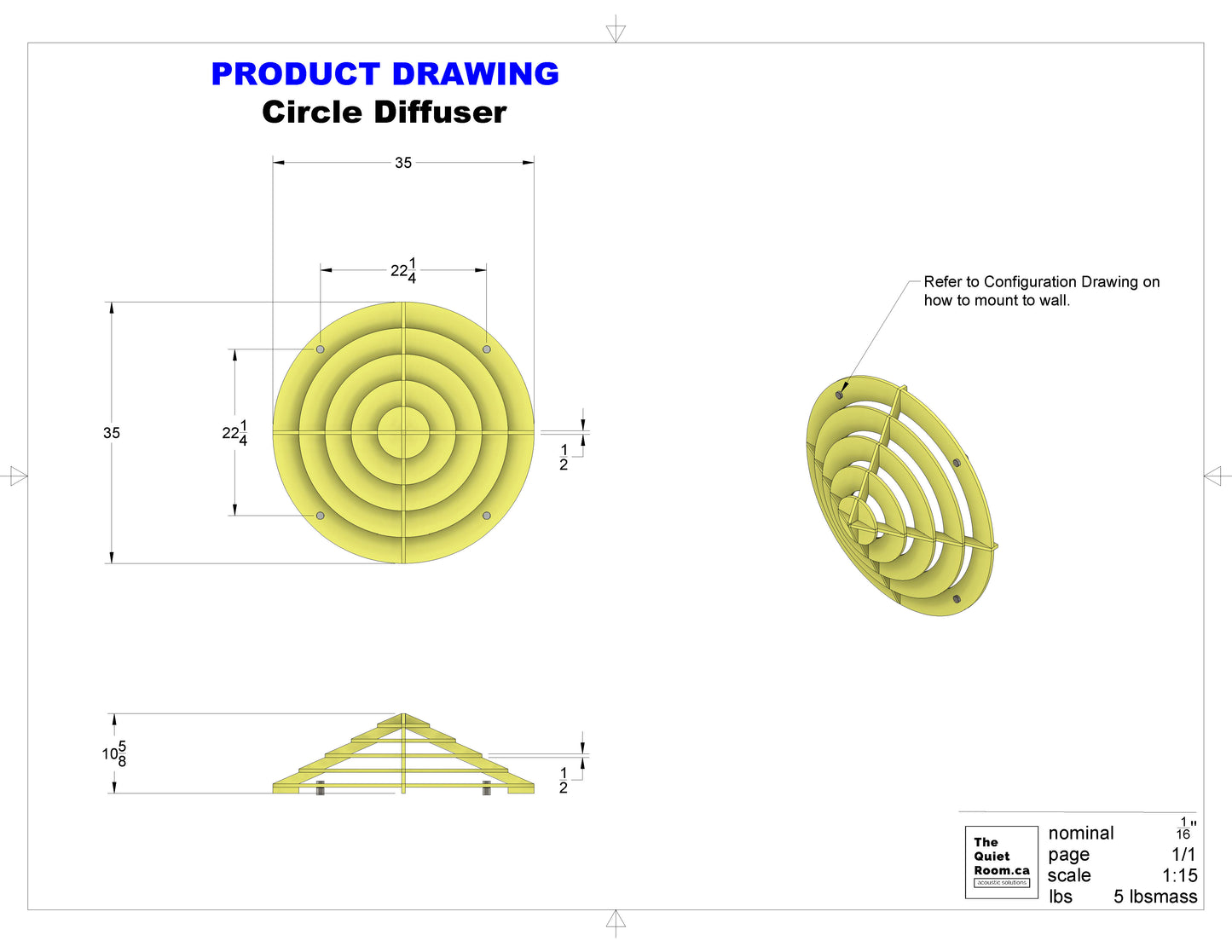 Acoustic 3D Wall Panel - Circle Diffuser