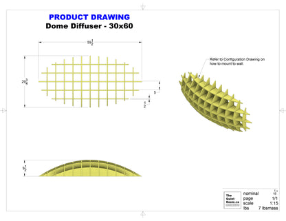 Acoustic 3D Wall Panel - Dome Diffuser 60"x30"