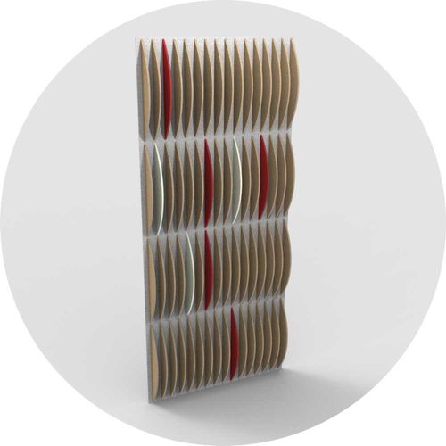 Acoustic felt 3d wall panels - crescent wall 9'x4' - taupe/red/pearl - preview icon