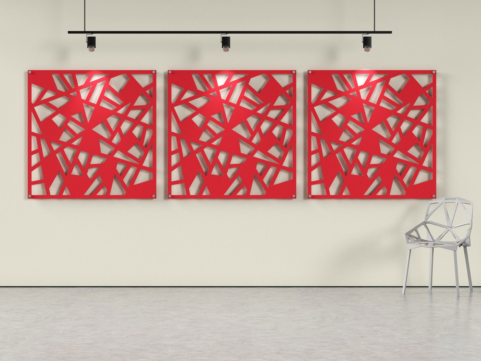 Acoustic felt wall panels - 4x4 - Broken Window - room view render