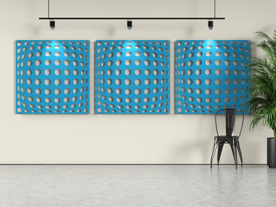 Acoustic felt wall panels - 4x4 - Expanding Sphere - room view render