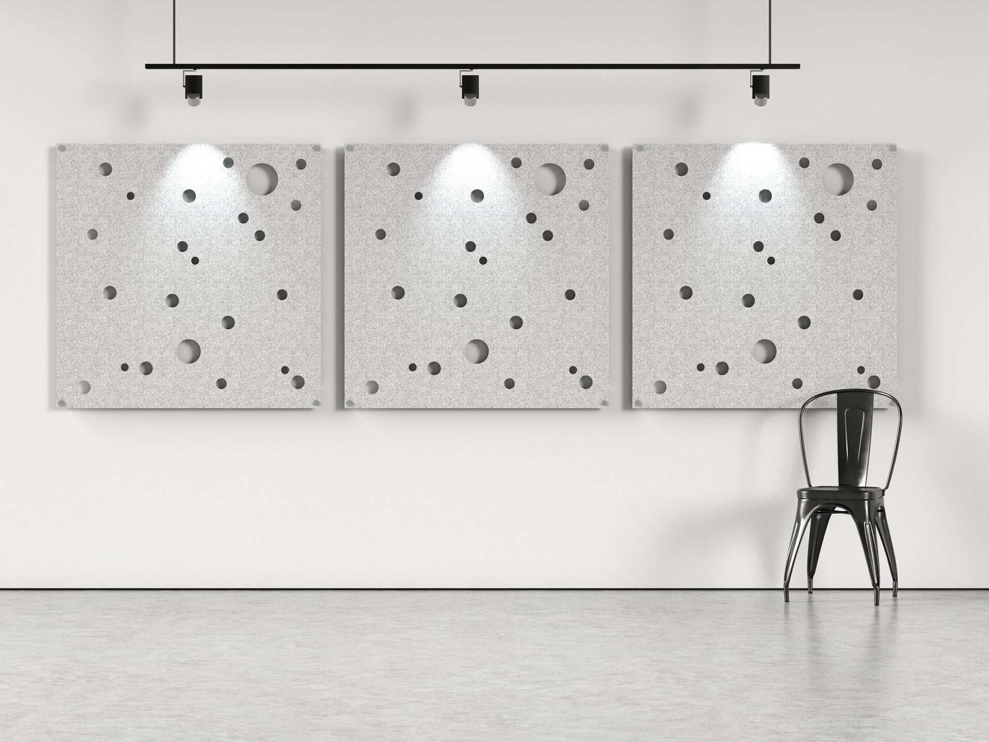 Acoustic felt wall panels - 4x4 - Orbs - room view render