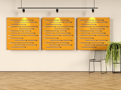 Acoustic felt wall panels - 4x4 - Slats - room view render