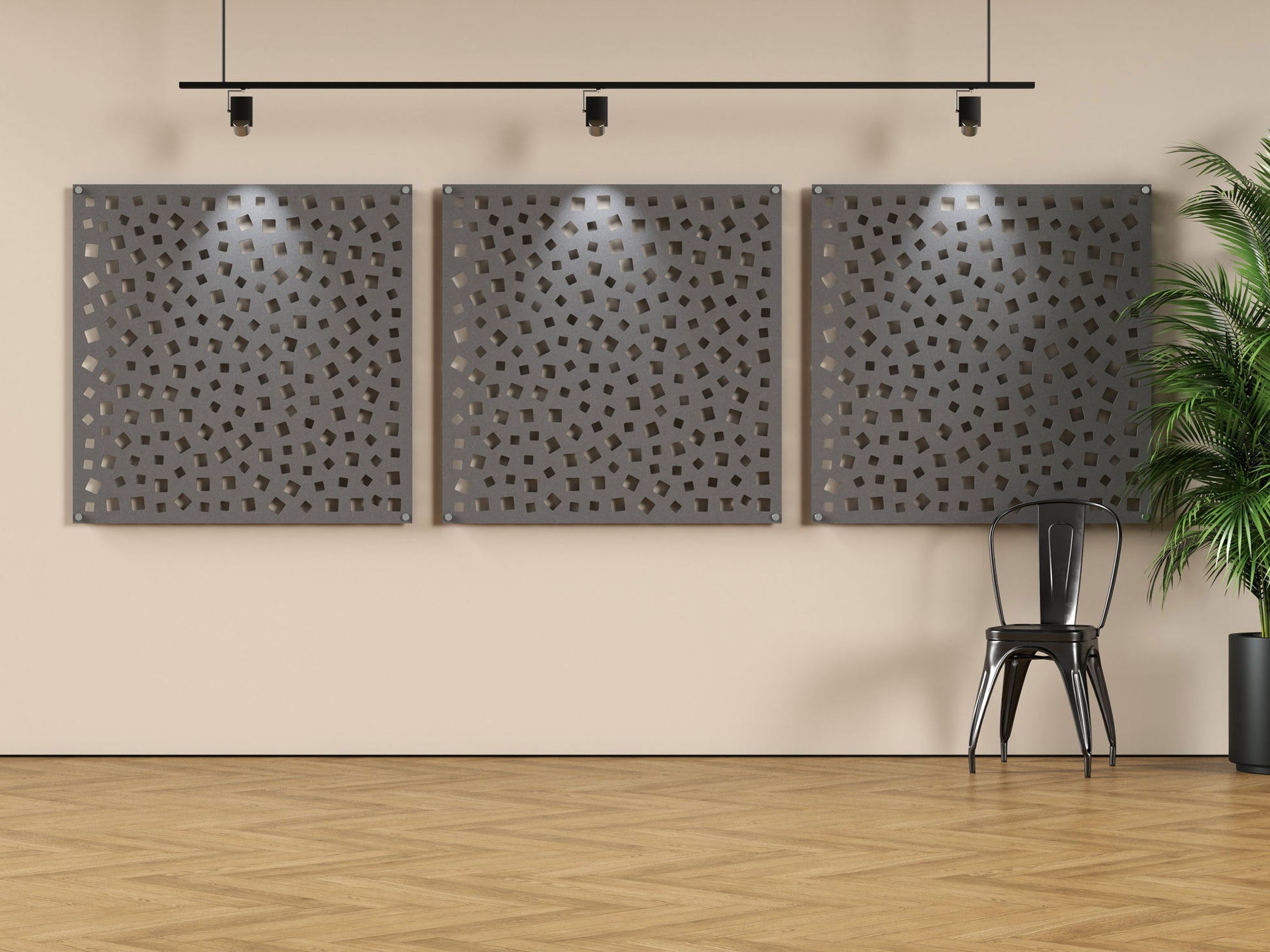 Acoustic felt wall panels - 4x4 - Squares - room view render