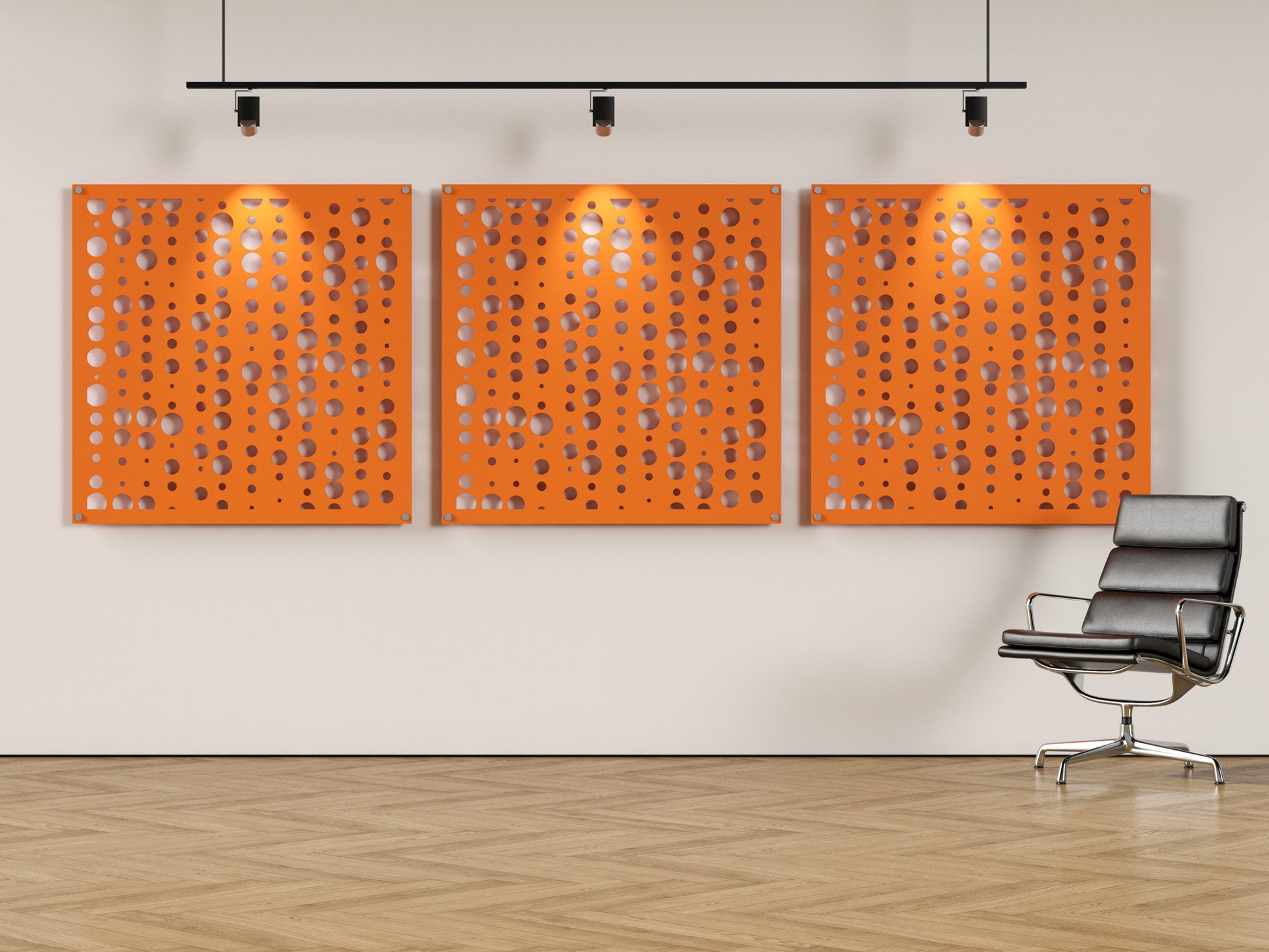 Acoustic felt wall panels - 4x4 - The Bends - room view render