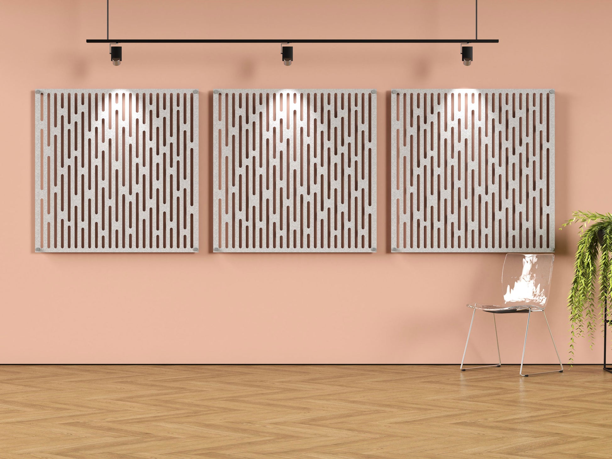 Acoustic felt wall panels - 4x4 - Vintage Grid - room view render