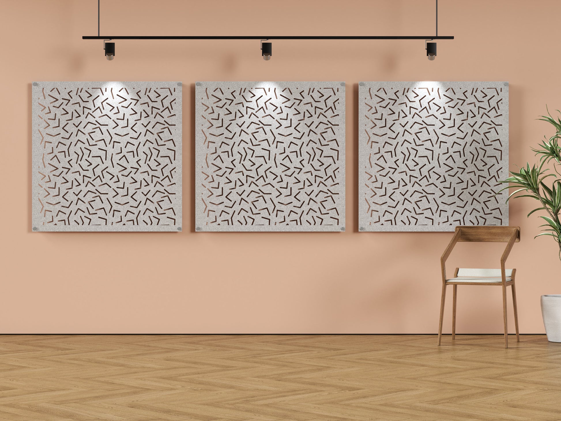 Acoustic felt wall panels - 4x4 - Wishbone - room view render