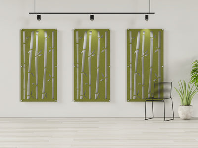 Acoustic felt wall panels with standoffs - 4x8 - Bamboo - room view render