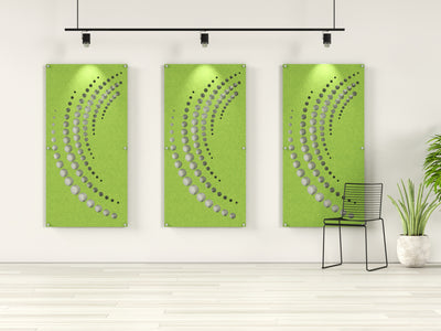 Acoustic felt wall panels with standoffs - 4x8 - Chasing Circles - room view render
