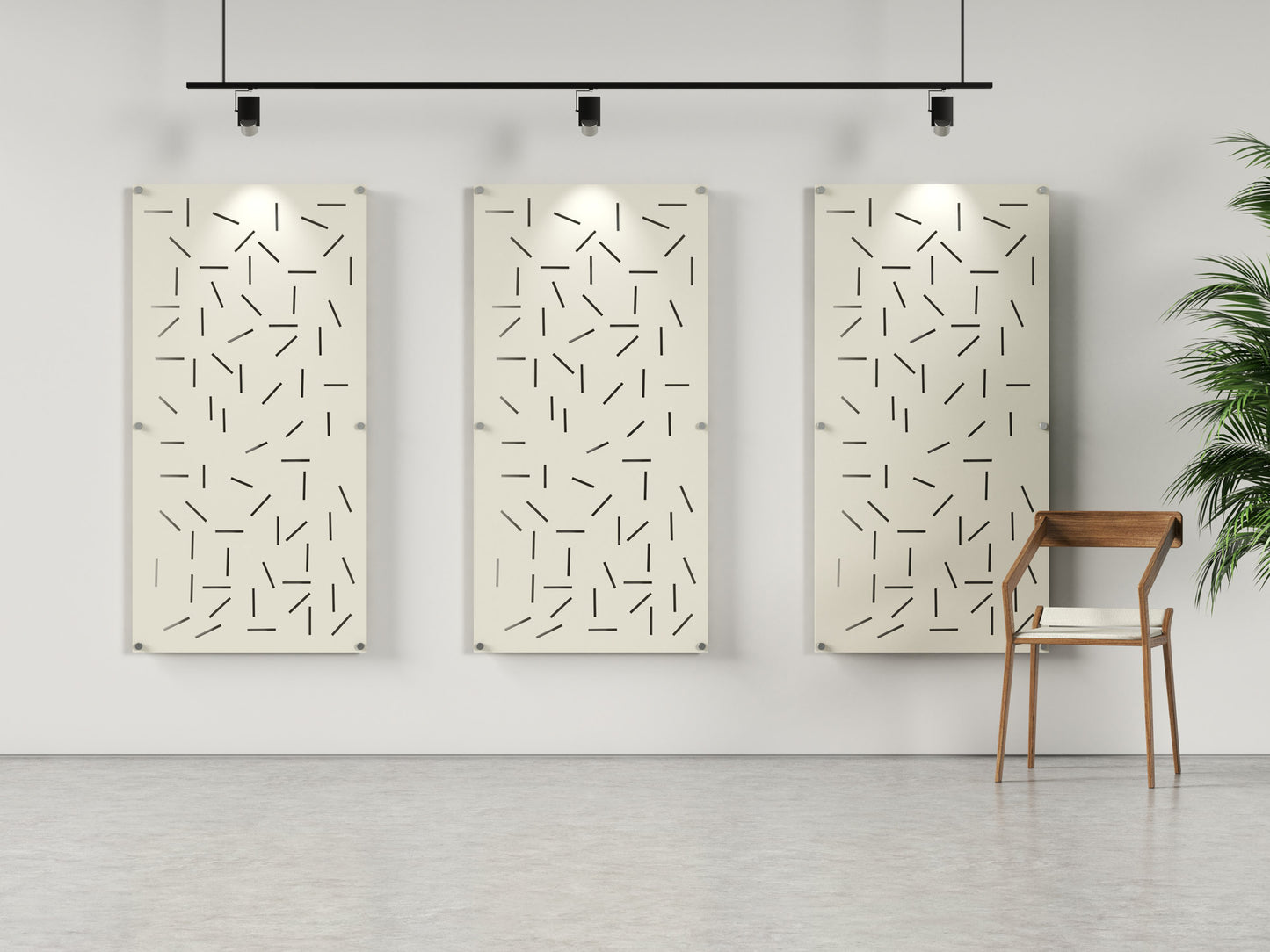 Acoustic felt wall panels with standoffs - 4x8 - Cosmic Sprinkles - room view render