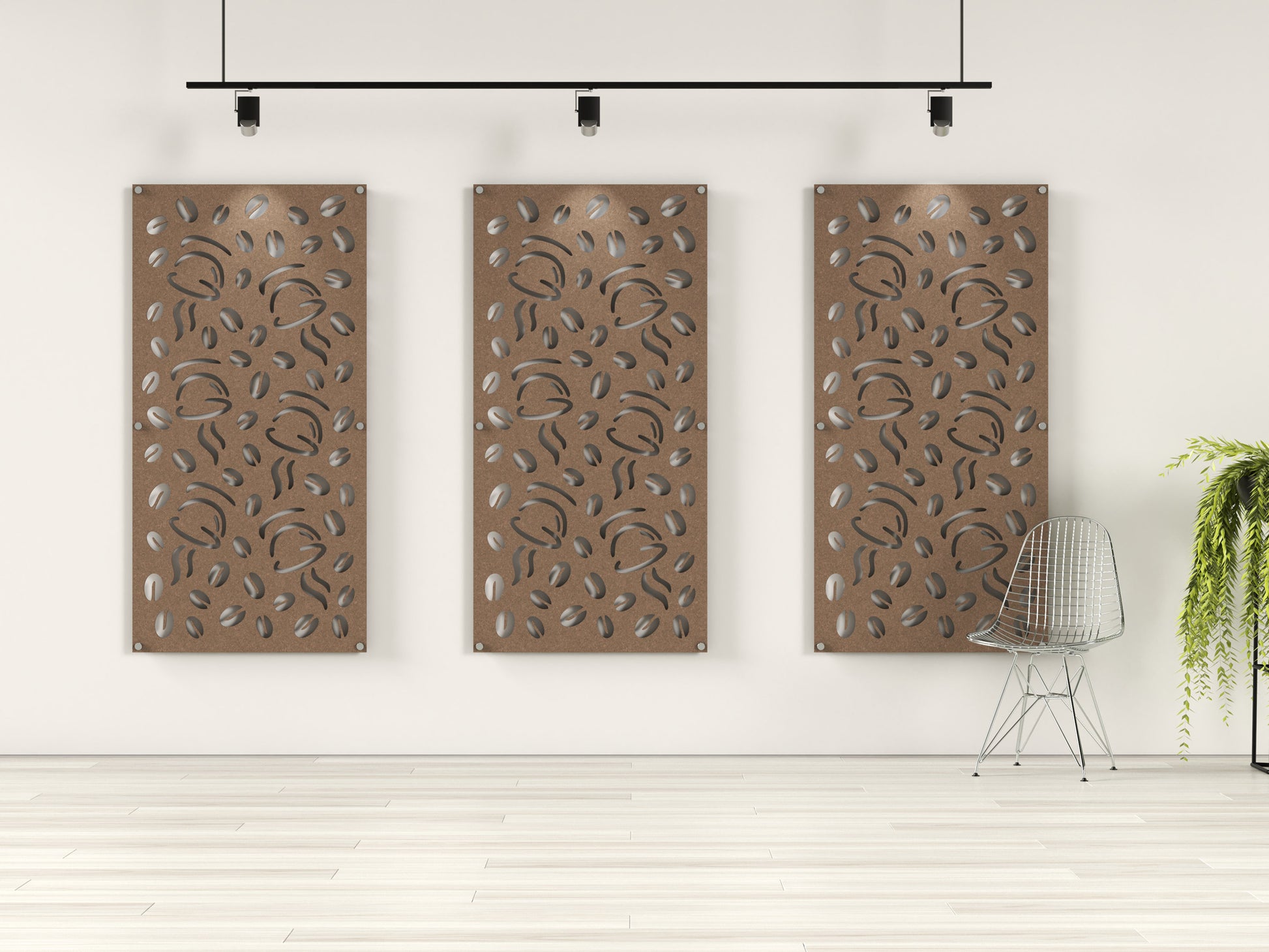 Acoustic felt wall panels with standoffs - 4x8 - Java - room view render