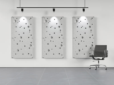 Acoustic felt wall panels with standoffs - 4x8 - Orbs - room view render