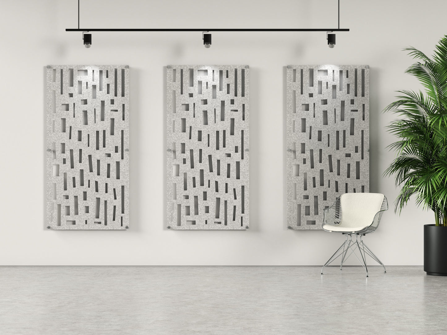 Acoustic felt wall panels with standoffs - 4x8 - Small Windows - room view render