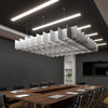 Acoustic felt ceiling clouds - grid 12" high - rectangle shape - room view render