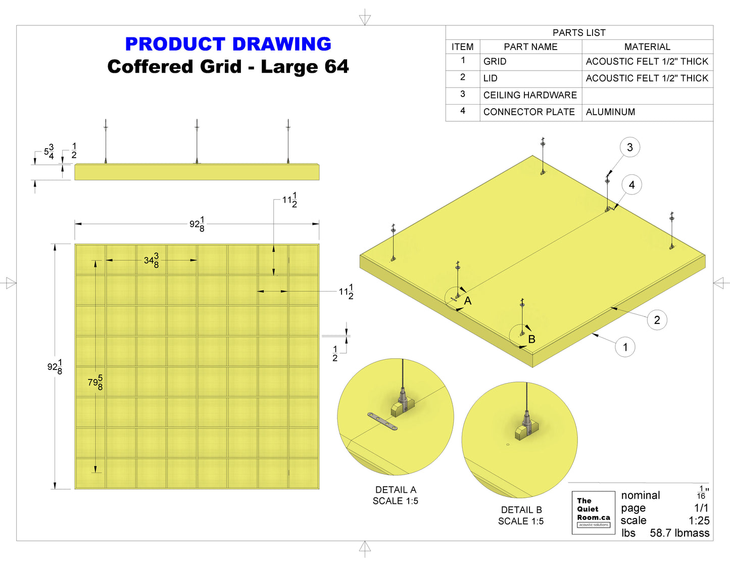 Acoustic Coffered Grid - Large 64