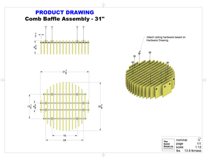 Acoustic Comb Baffle Assembly 31"