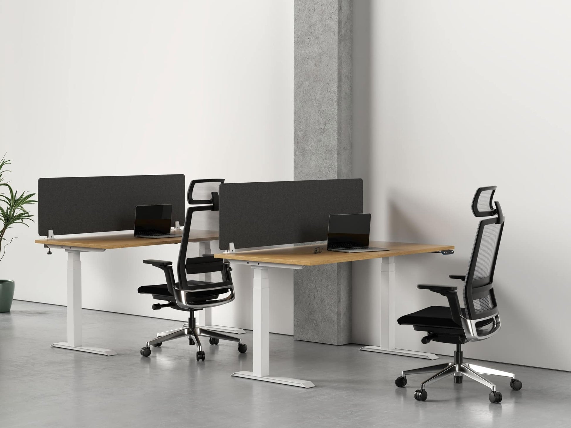 Acoustic felt desk dividers - side mounted - room view render