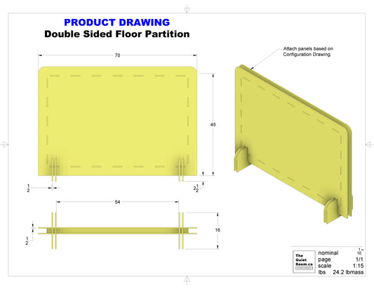 Acoustic Floor Partition - Double Sided