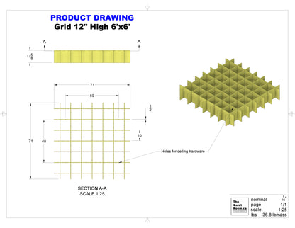 Acoustic Grid 12" High x 6'x6'