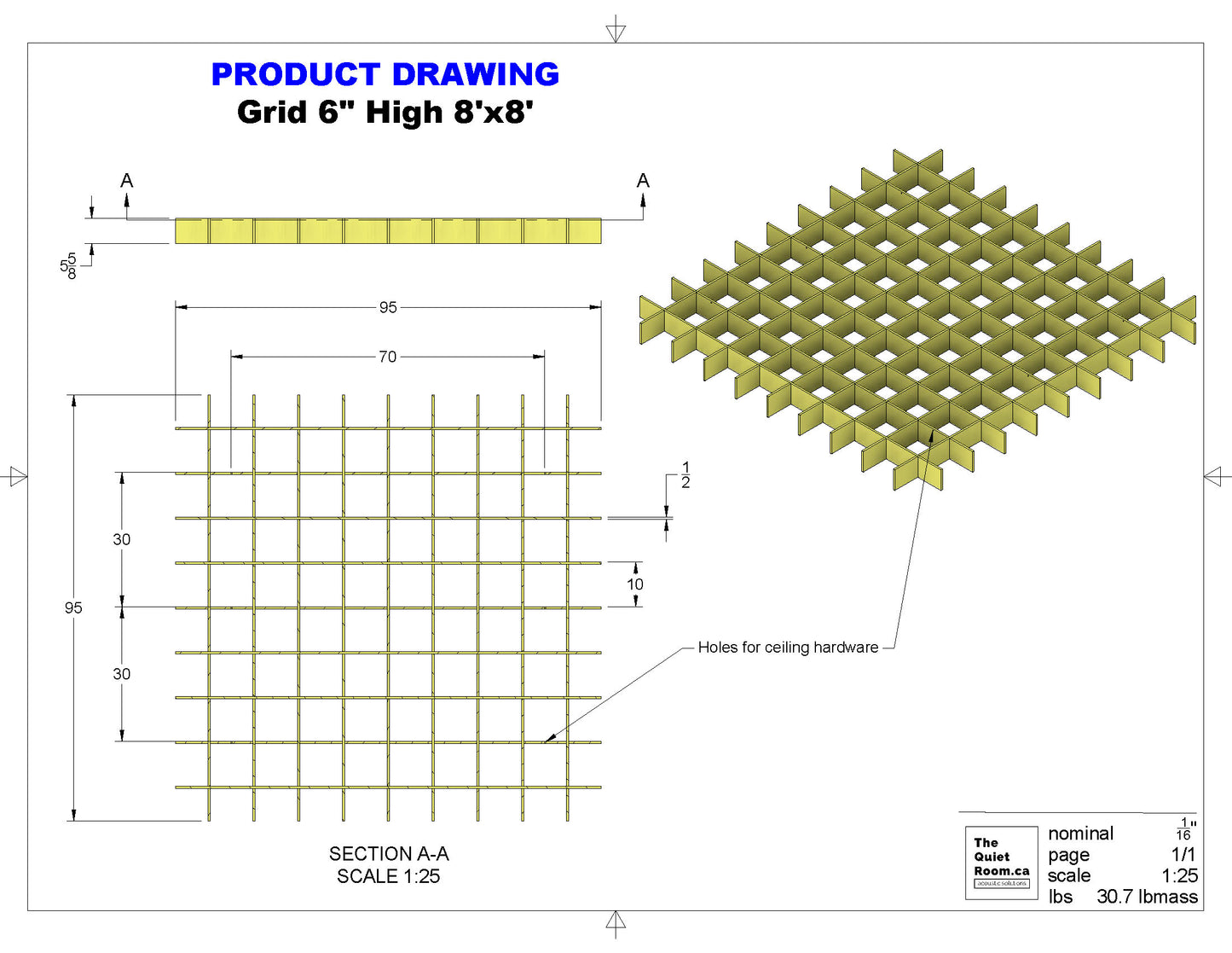 Acoustic Grid 6" High x 8'x8'