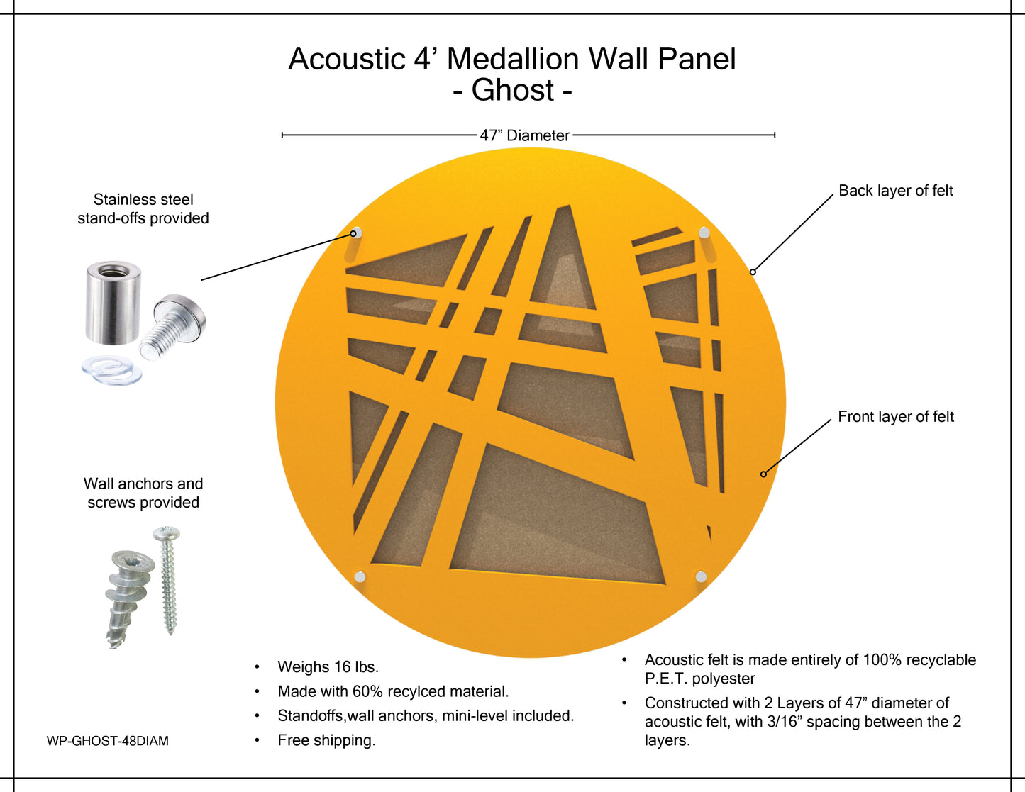 Medallion Acoustic Wall Panel - Ghost